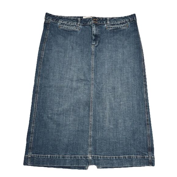 Old Navy Dresses & Skirts - Y2K Old Navy Denim Midi Skirt Plus 20 (43x34) Blue Stretch Back Split Womens